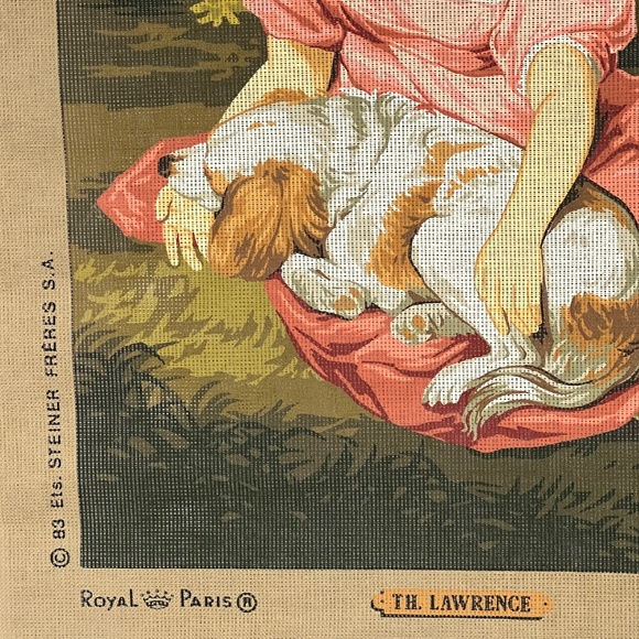 Needlepoint Canvas TH. Laurence Miss Peel France Cotton 18 1/2" x 24" Vintage - Picture 3 of 3